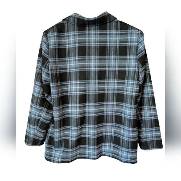 Vintage Blair Baby Blue Plaid Oversized Lightweight Blazer With Shoulder Pads - Picture 2 of 9